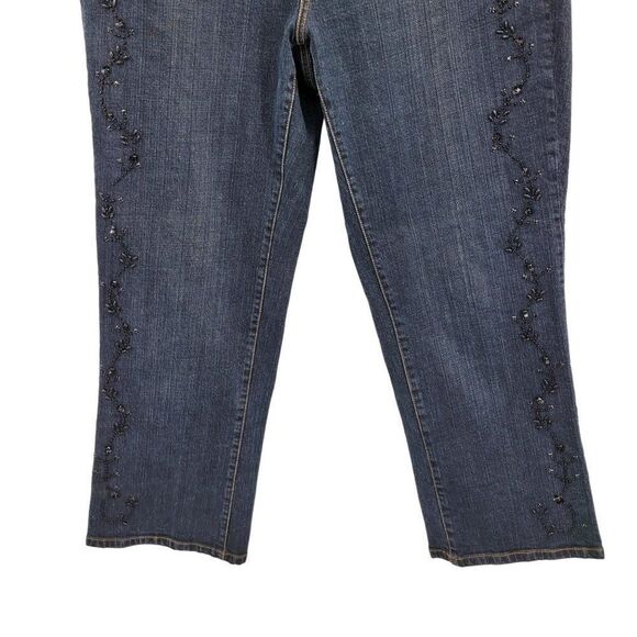 Vintage 80s Venezia Jeans 16 Dark Wash High-rise Straight Leg Beaded Embellished - Picture 6 of 11